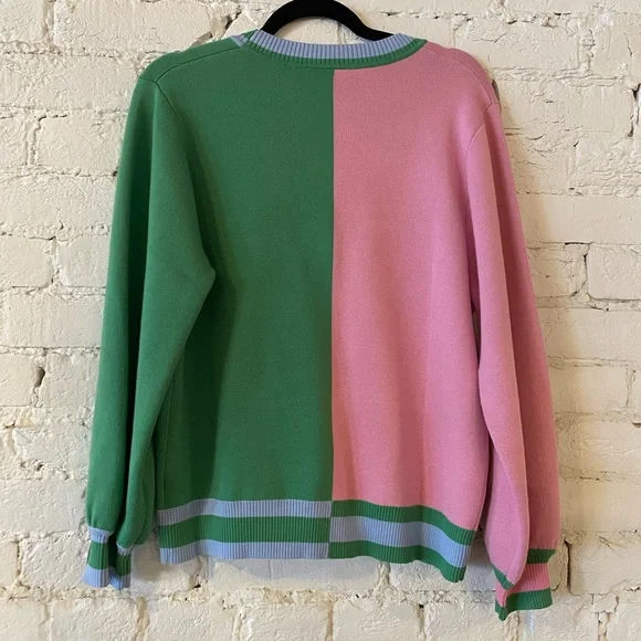 QUEEN OF SPARKLES Pink and Green Sequin Cardigan - Picture 2 of 7